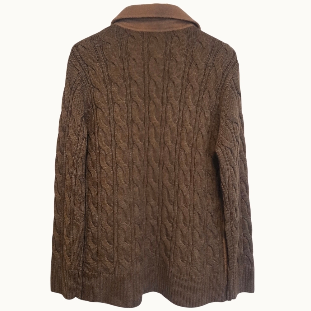 NWT Hunter Quiet Luxury Wool-Blend Knit & Felted Hybrid Blazer Jacket Brown - Picture 4 of 9